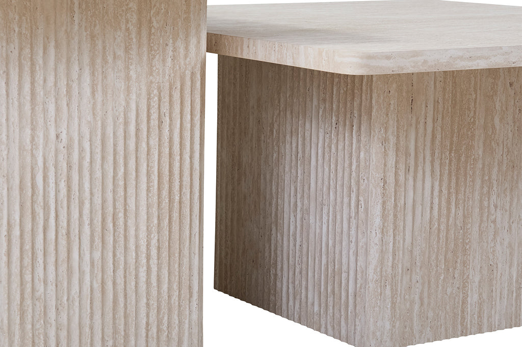 Set van 2 Salontafels 'Bobby' Decor travertin Beige (2c)